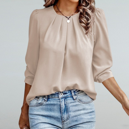 Teodora – Stilvolle Bluse mit Spitzen-Puffärmeln