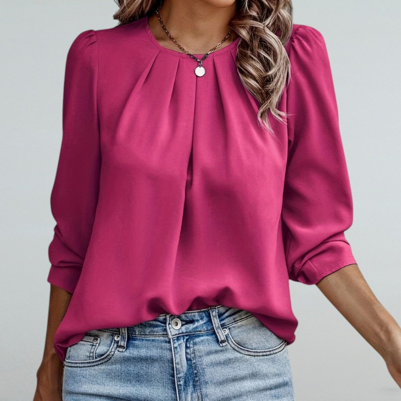 Teodora – Stilvolle Bluse mit Spitzen-Puffärmeln