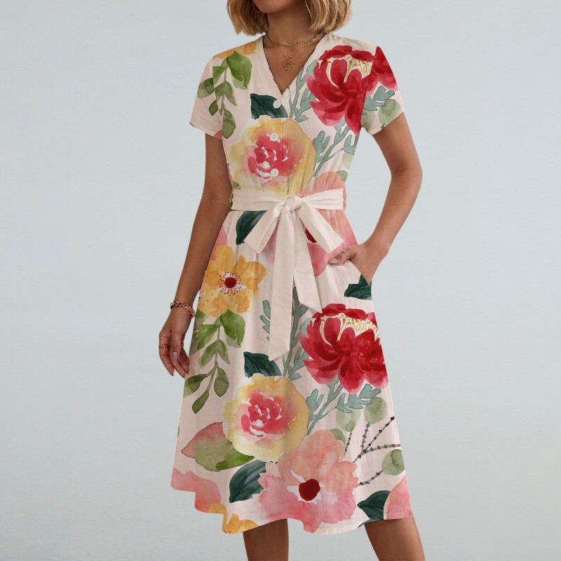 Denise – Midi Kleid mit Floralem