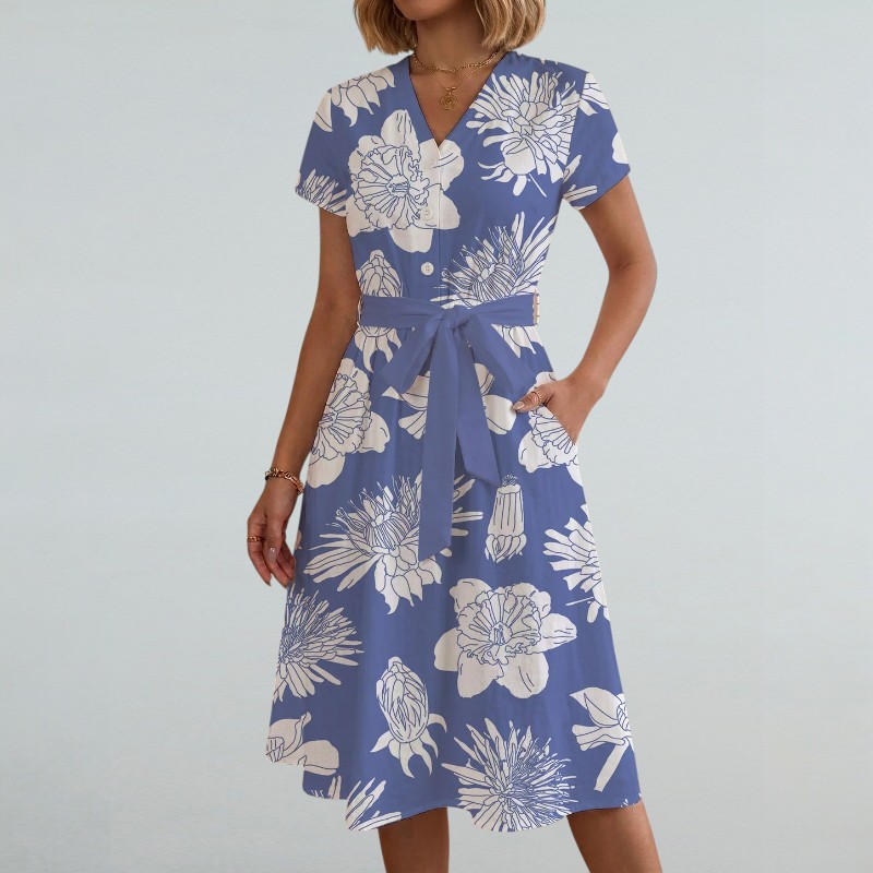 Denise – Midi Kleid mit Floralem