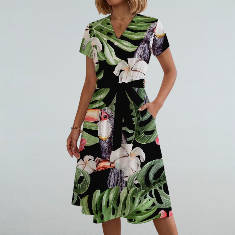 Denise – Midi Kleid mit Floralem