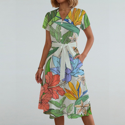 Denise – Midi Kleid mit Floralem