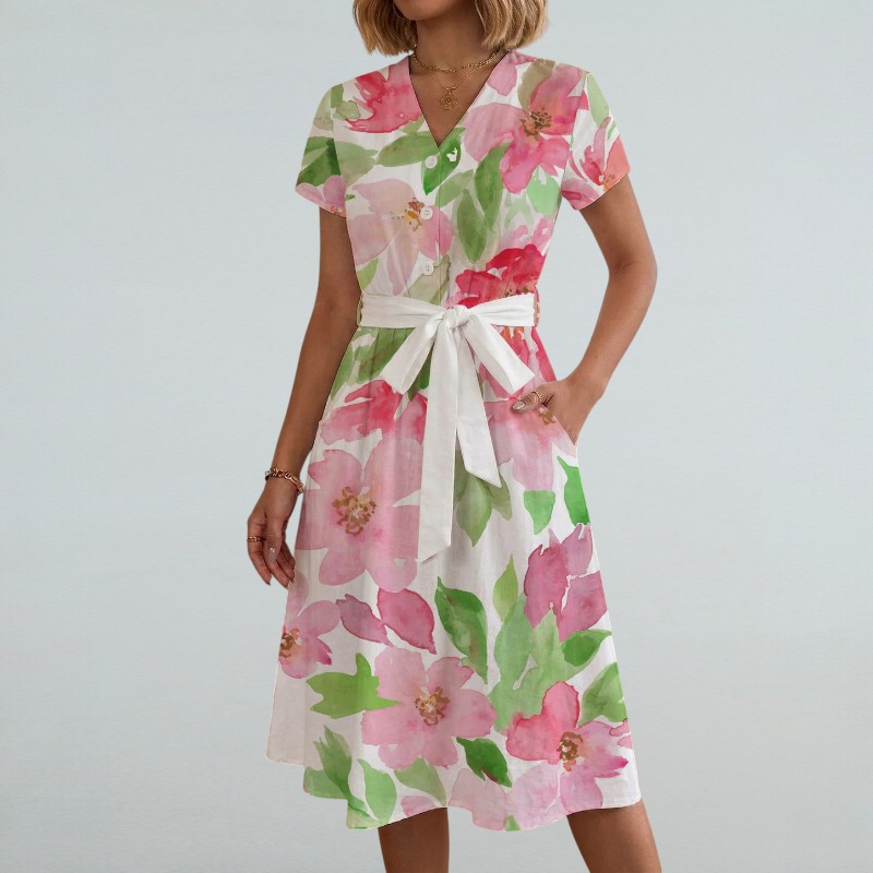 Denise – Midi Kleid mit Floralem