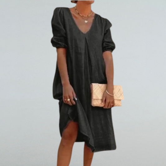Flavia – Midikleid für Damen mit V-Ausschnitt