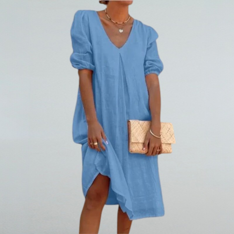 Flavia – Midikleid für Damen mit V-Ausschnitt