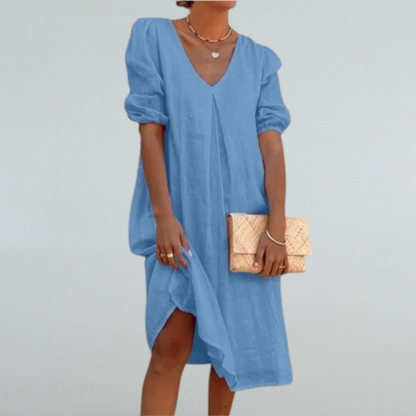 Flavia – Midikleid für Damen mit V-Ausschnitt