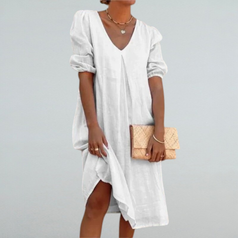Flavia – Midikleid für Damen mit V-Ausschnitt