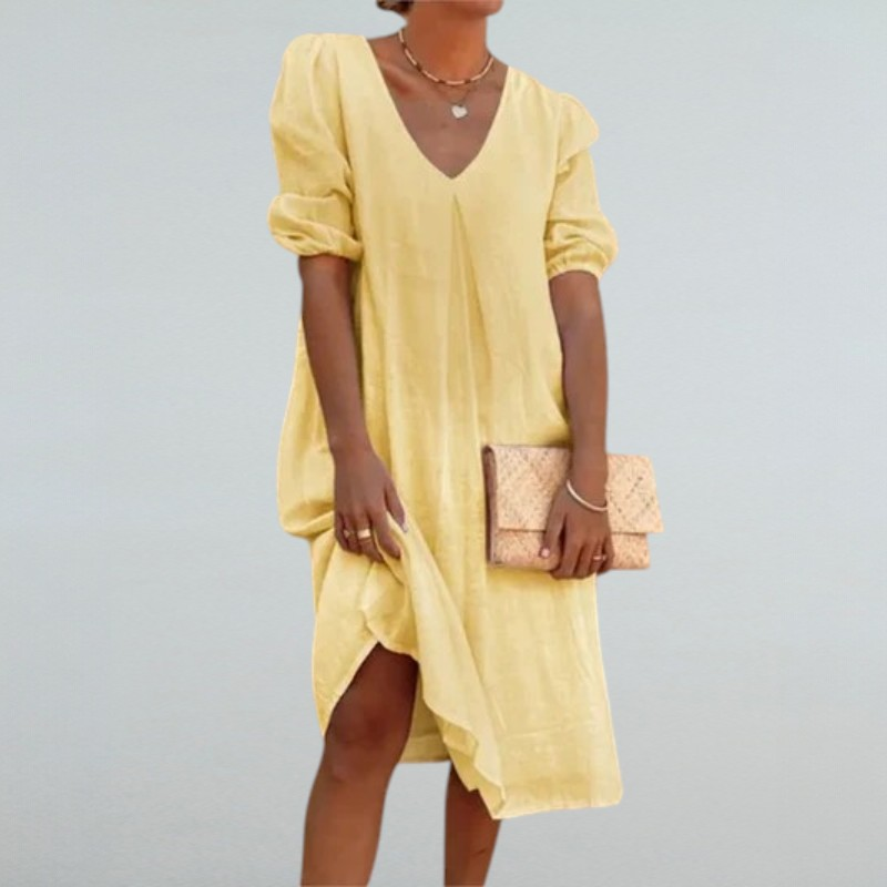 Flavia – Midikleid für Damen mit V-Ausschnitt
