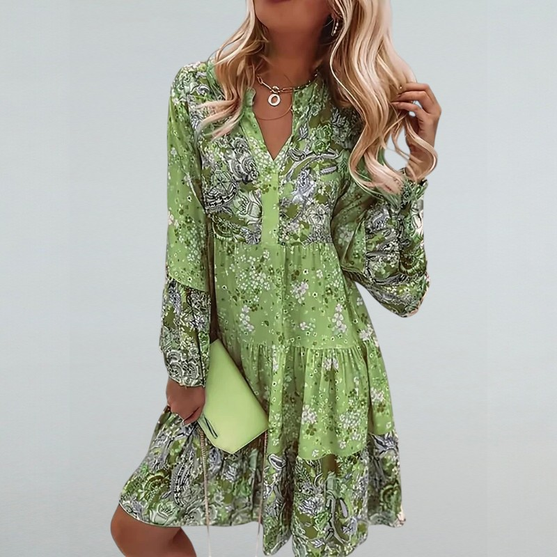 Priscilla – Boho Damenkleid mit Blumenmuster
