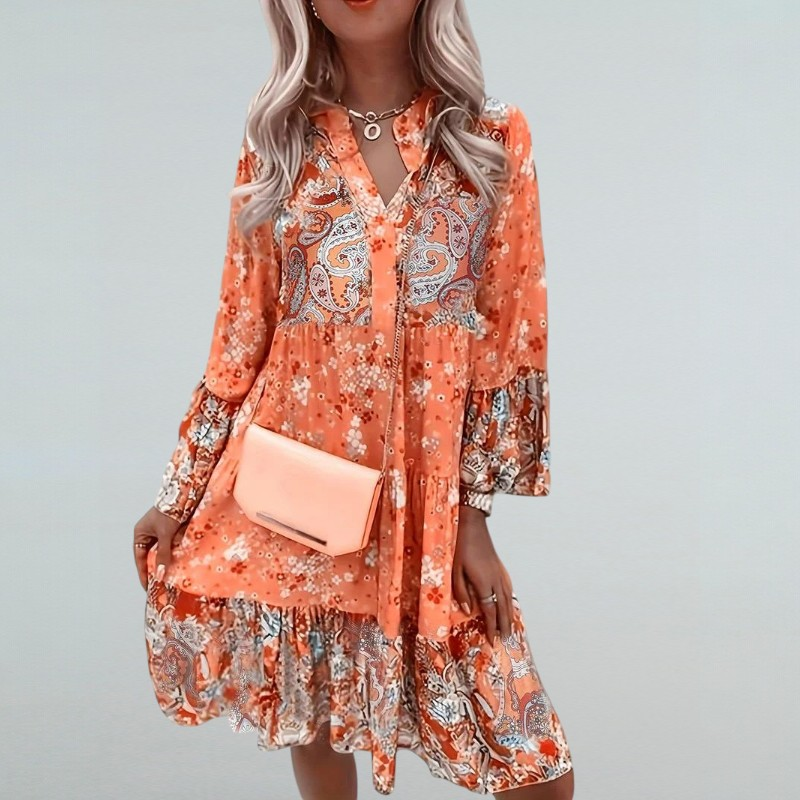 Priscilla – Boho Damenkleid mit Blumenmuster