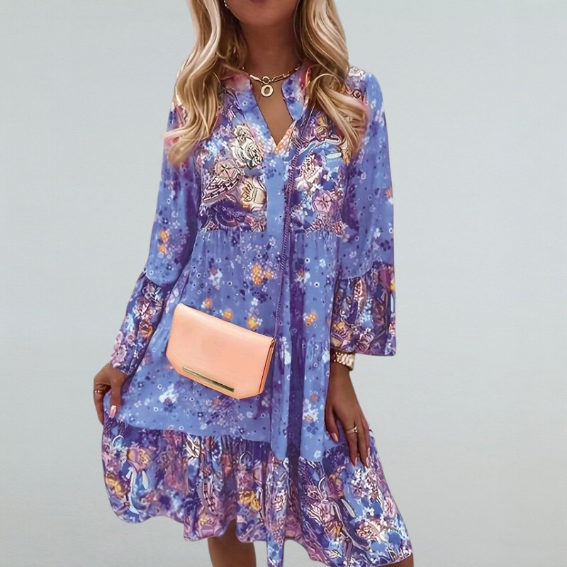 Priscilla – Boho Damenkleid mit Blumenmuster
