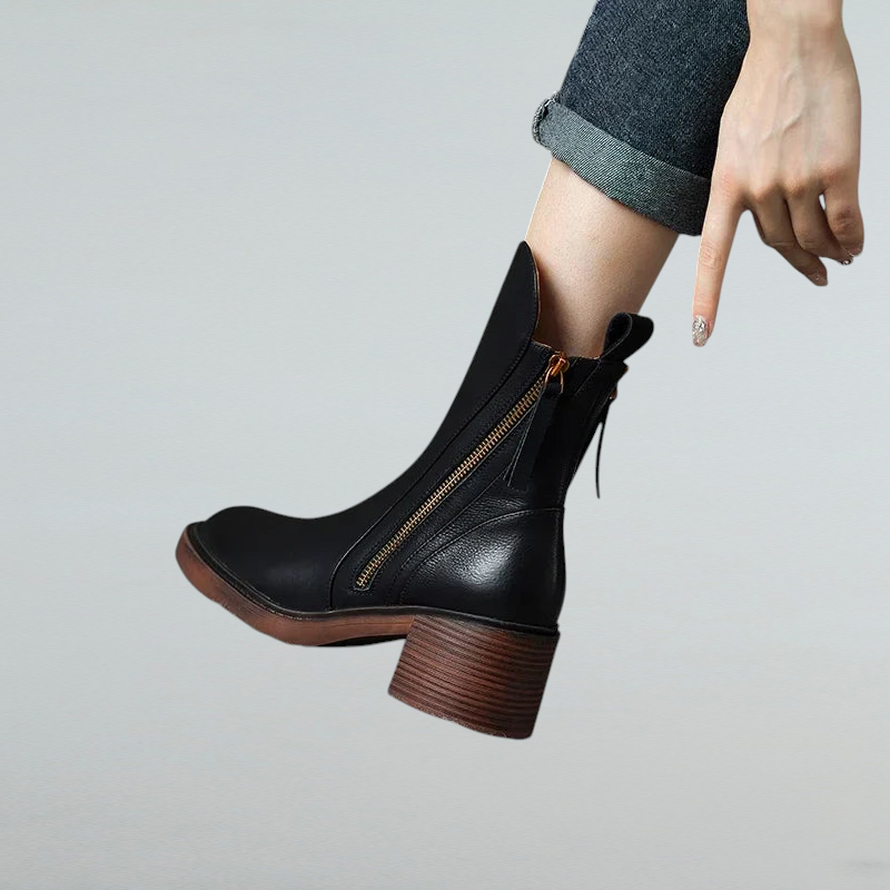 Silvia - Stiefeletten mit Reißverschluss und Blockabsatz